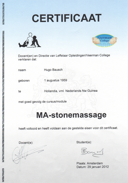 Massage Affairs diploma Hot Stone massage